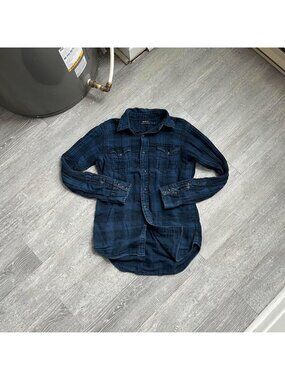 Blue / Navy Blue Polo Ralph Lauren Western Style Plaid Shirt